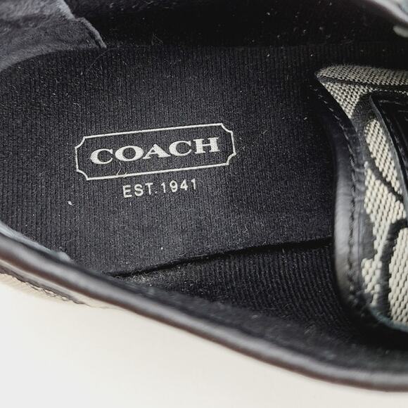 Coach Paxton 6.5M A1439 monogram logo black flats comfort Sneakers EUC - Picture 8 of 10